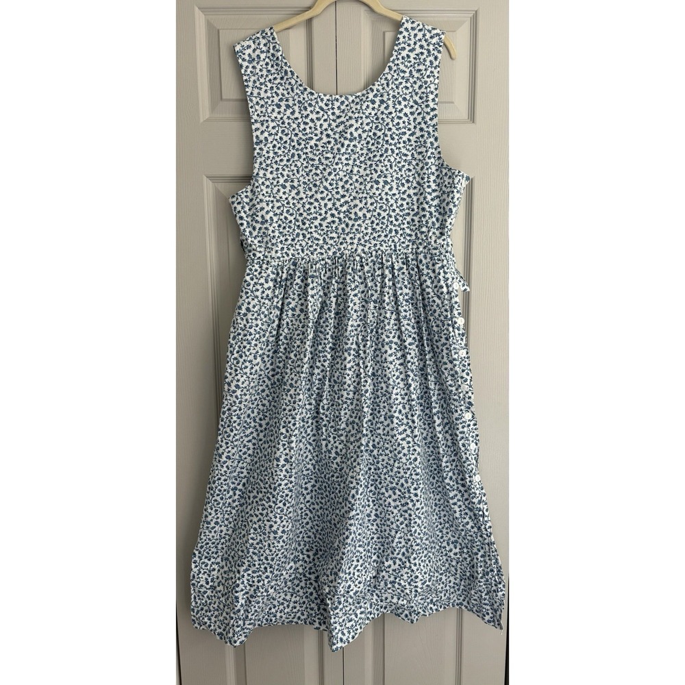 Vintage 90s‎ Vera Bradley Indiana Pinafore Blue Paisley Dress Prairie Sz LARGE